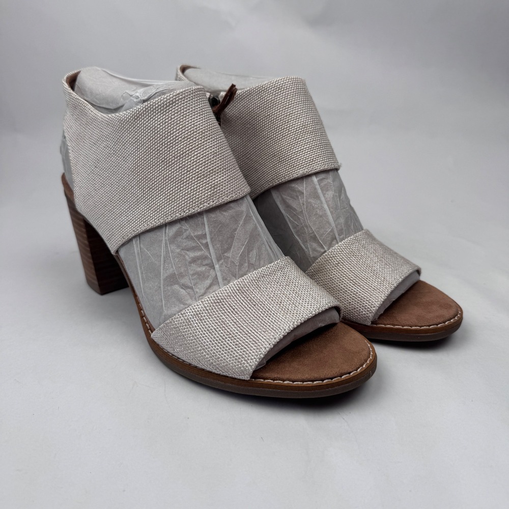 NEW Tom's Women's 10 Majorca Cutout Heels 3" Natural Yarn Dye NO BOX
